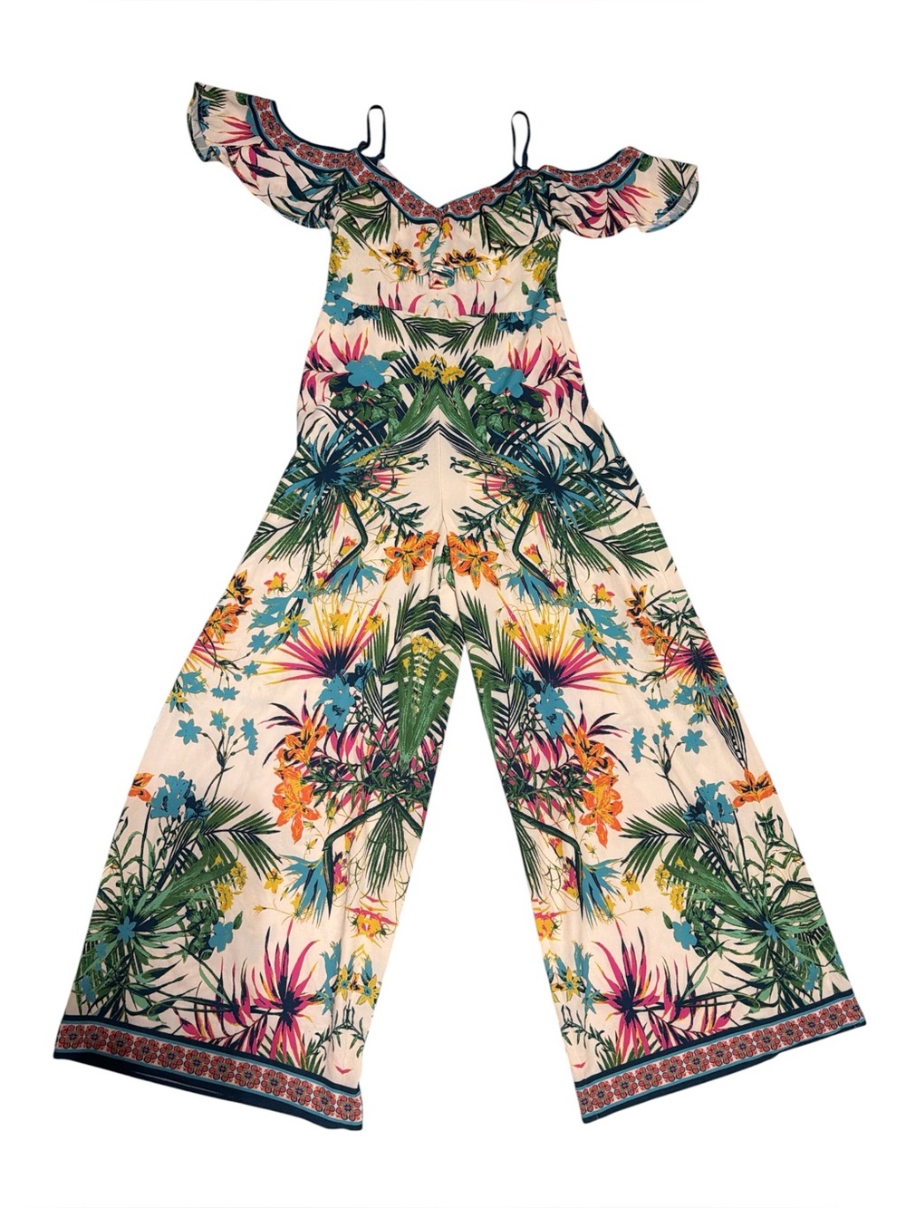 Flying Tomato Tropical Floral Off-Shoulder Jumpsuit - Multicolor